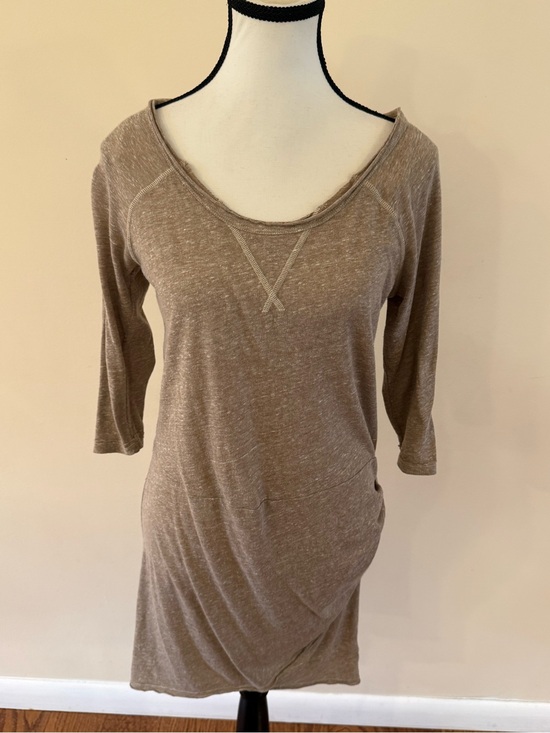 FP Beach Tops - FP Beach - Casual Heathered Taupe 3/4 Sleeve Scoop Neck Tunic size small